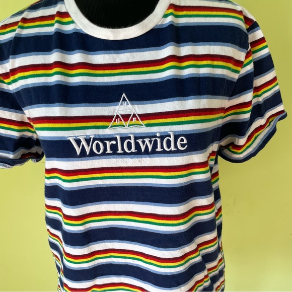 HUF WORLDWIDE RAINBOW STRIPED T SHIRT SIZE SMALL SKATER - Picture 5 of 6